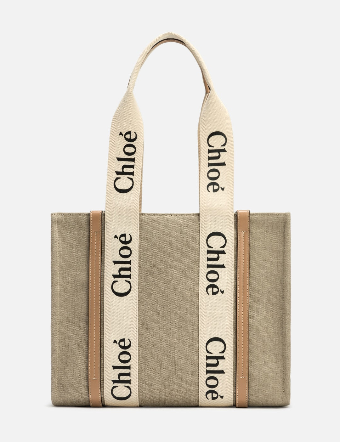 Chloé Medium Woody Tote Bag In Linen