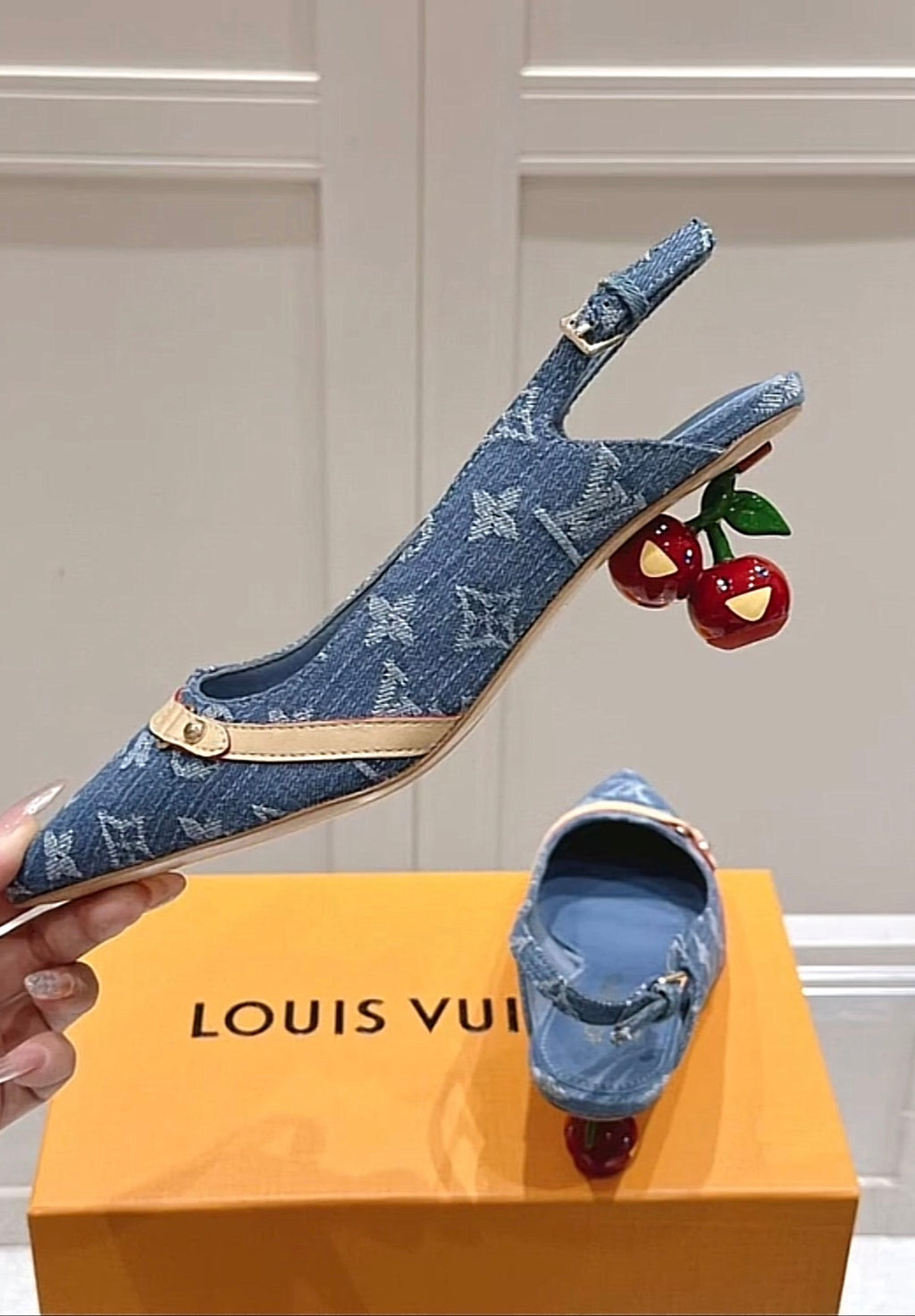 Louis Vuitton Cherry Monogram Slingback Heels