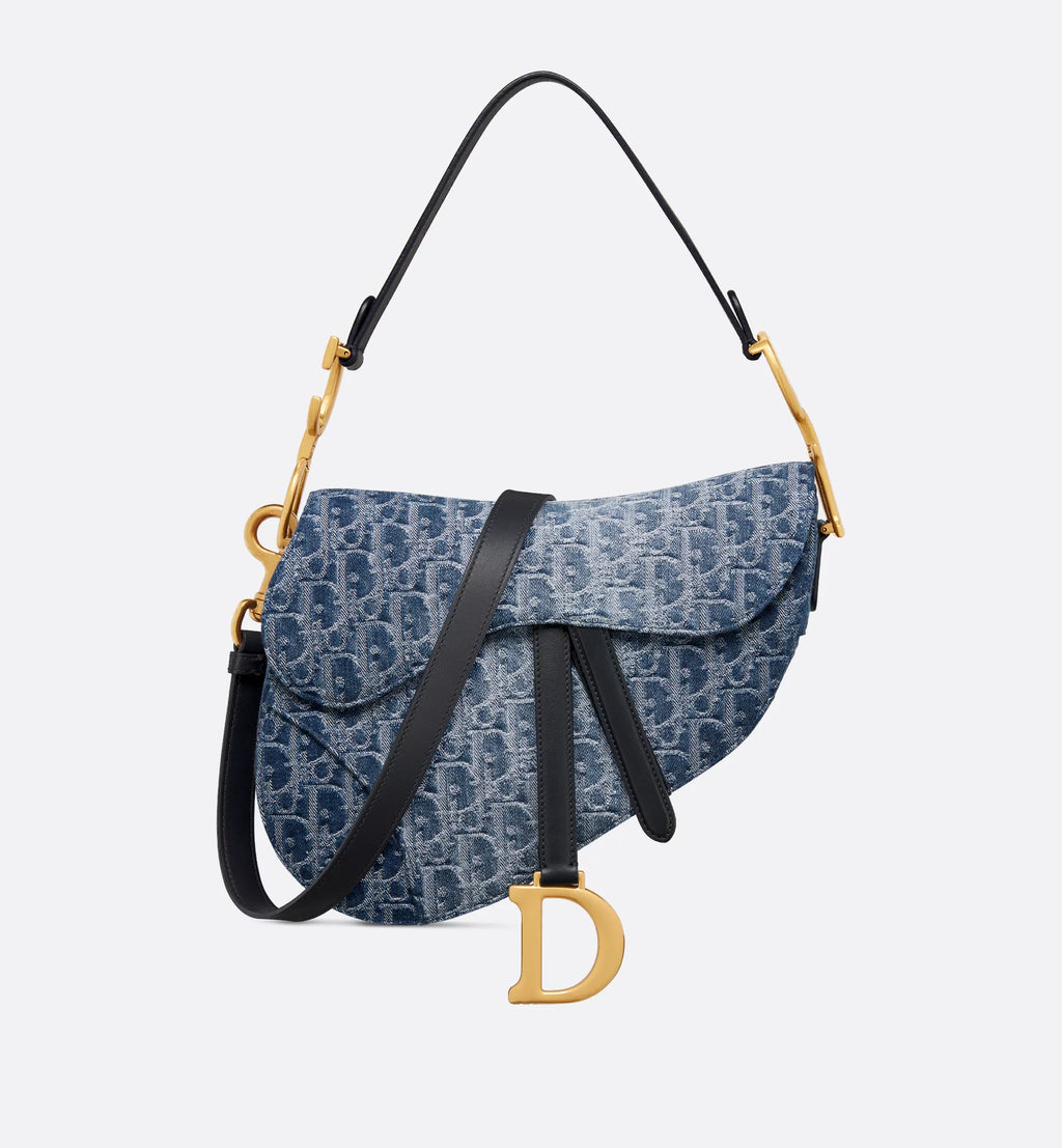 Dior Saddle Bag Blue Denim Oblique Jacquard