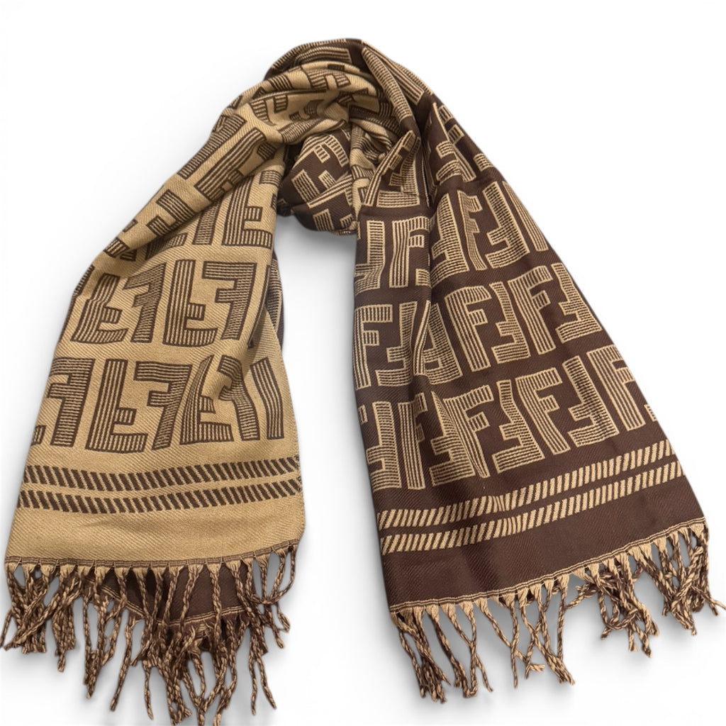 Fendi FF Logo Double-Face Wool Scarf