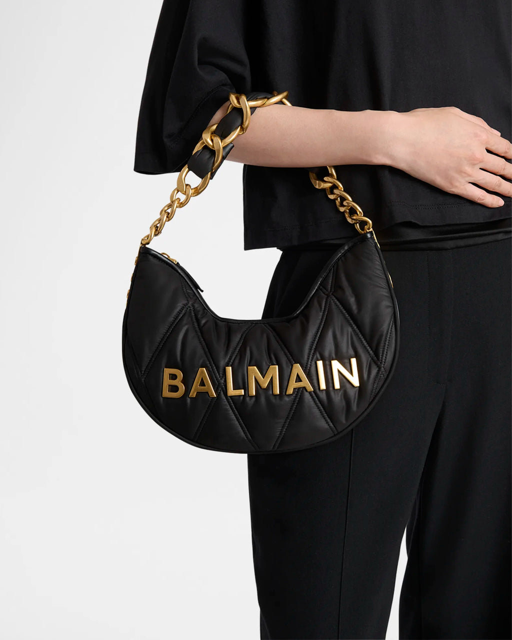 Balmain Quilted Crescent Bag