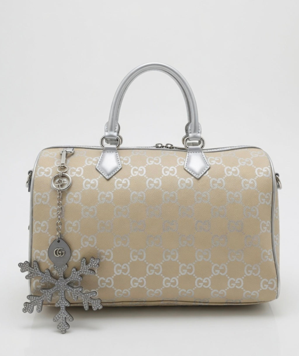 Gucci GG Monogram Boston Bag with Snowflake Charm