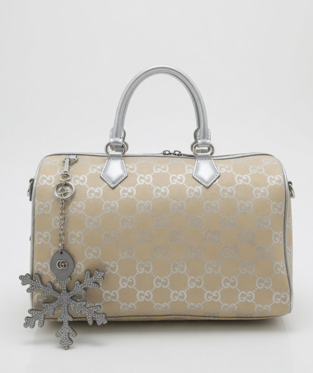 Gucci GG Monogram Boston Bag with Snowflake Charm