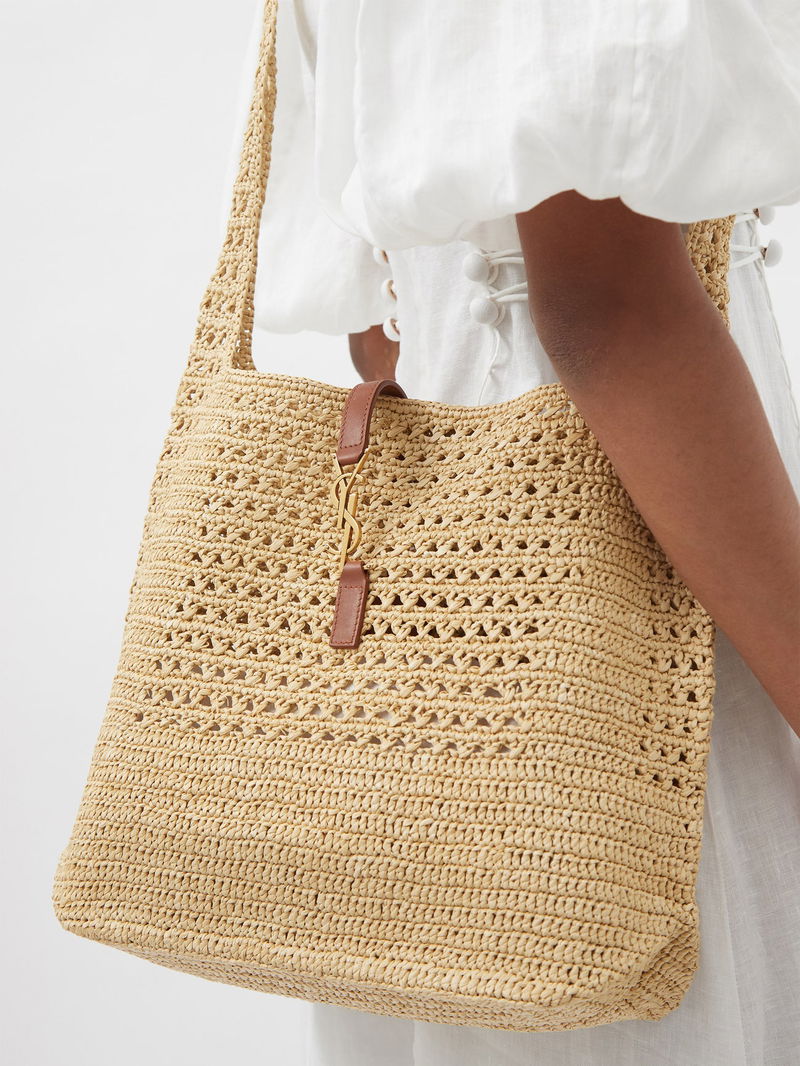 Saint Laurent LE 5 À 7 Hobo Bag in Crochet Raffia