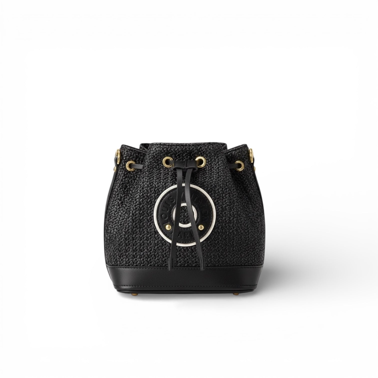 Louis Vuitton Raffia Bucket Bag with Leather Trim