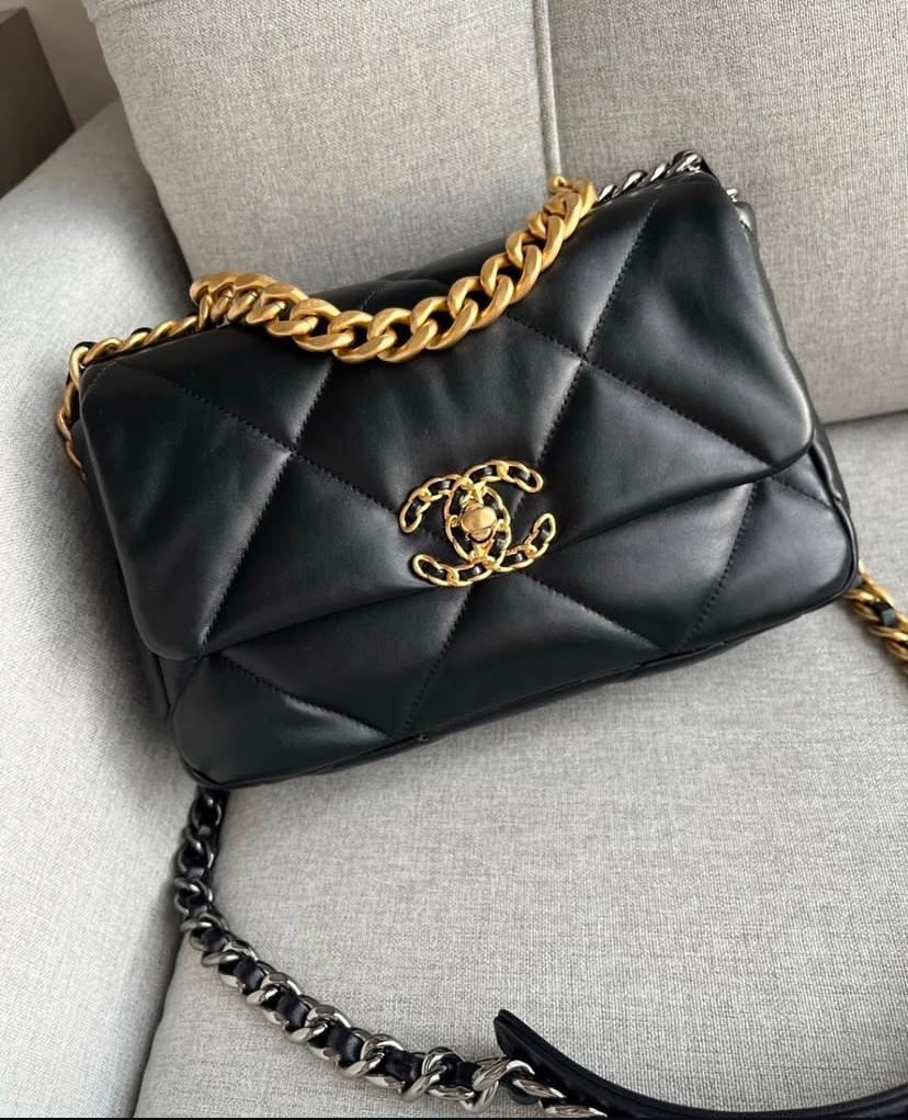Chanel 19 Bag Small Black Lambskin Leather Crossbody Bag