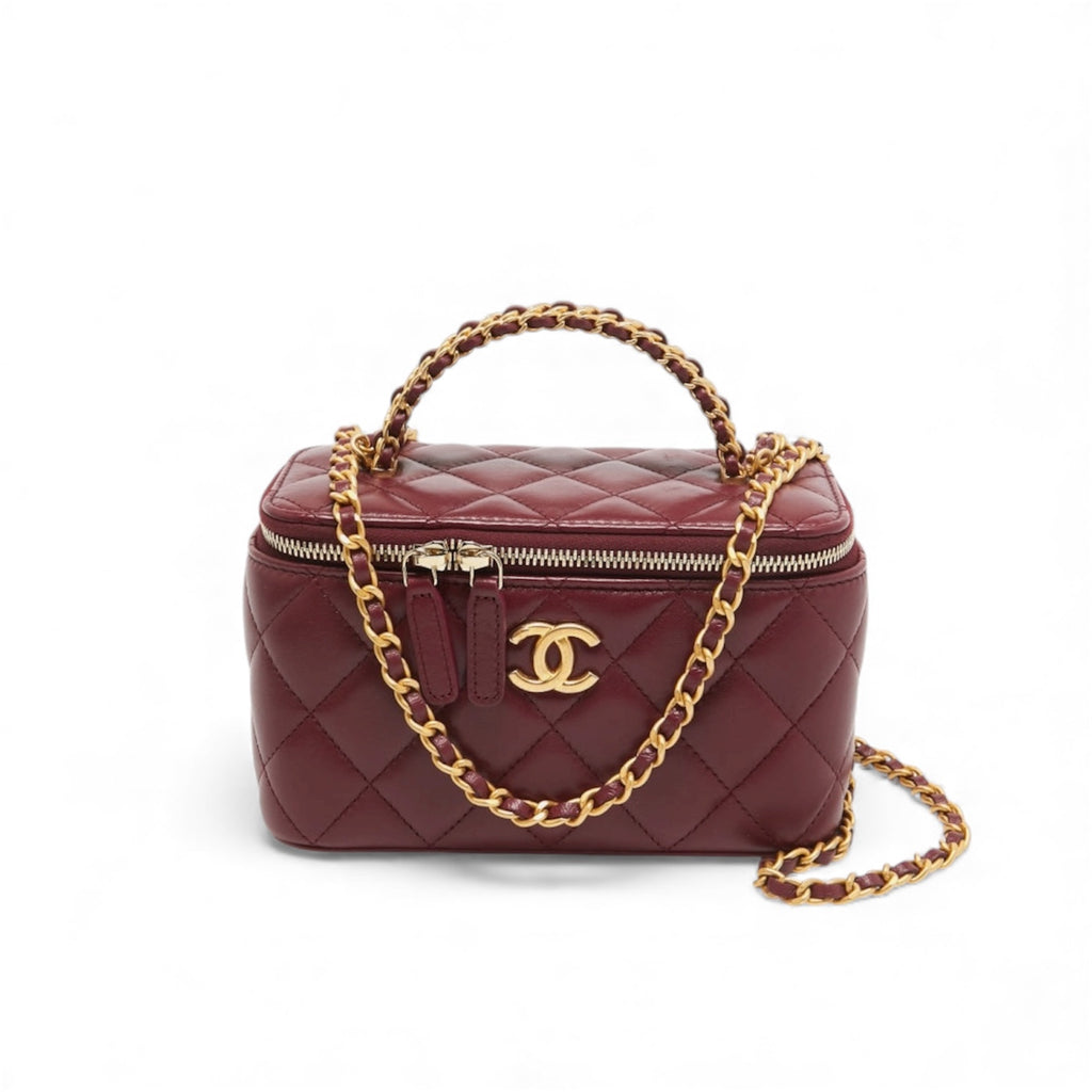 Chanel Black Calfskin Chain Vanity Bag