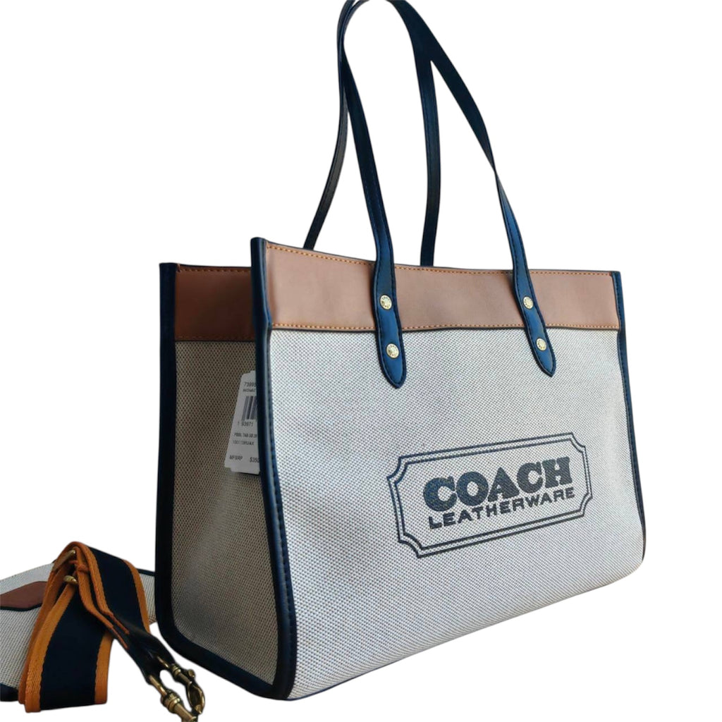 Coach Tote Bag with Removable Pouch & Web Strap