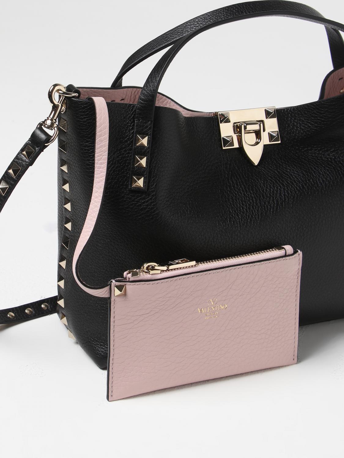 Valentino Rockstud Leather Tote Bag with Detachable Pouch