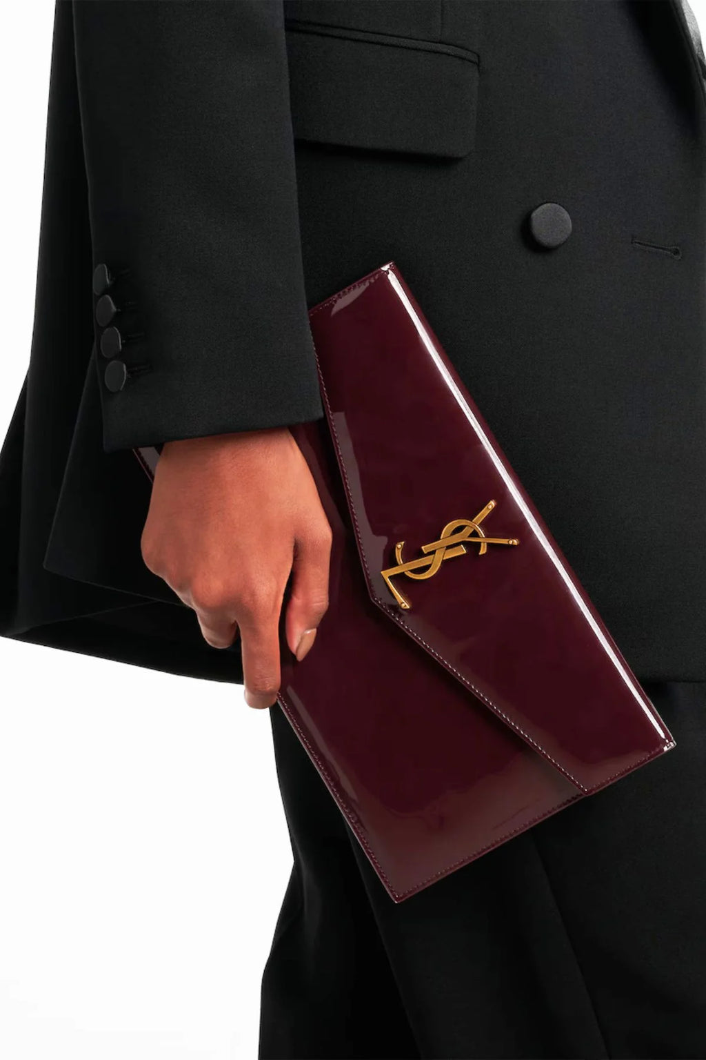 SAINT LAURENT Uptown patent-leather pouch