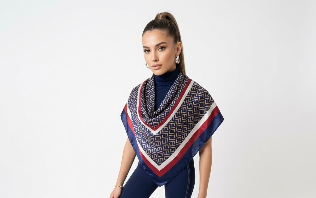 Fendi FF Geometric Monogram Silk Square Scarf