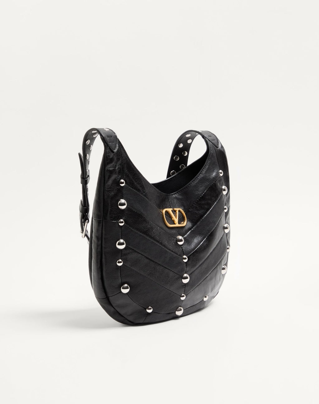 Valentino Garavani VLogo Suede Studded Hobo Bag