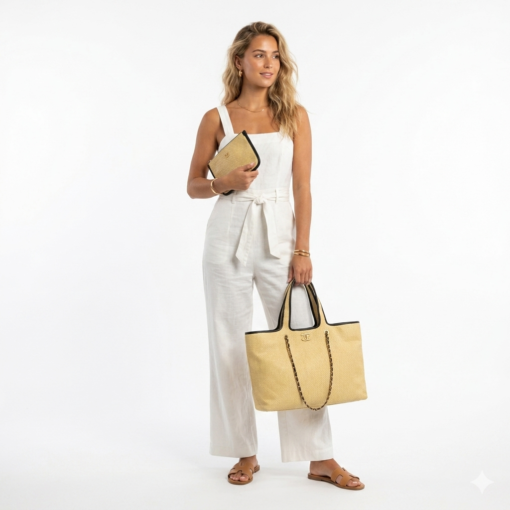 Chanel Straw Tote Bag