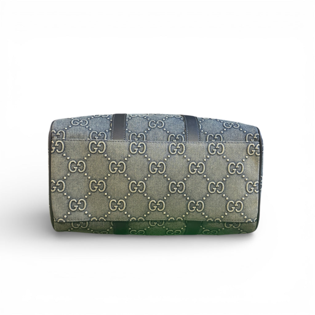Gucci GG Denim Boston Top Handle Bag