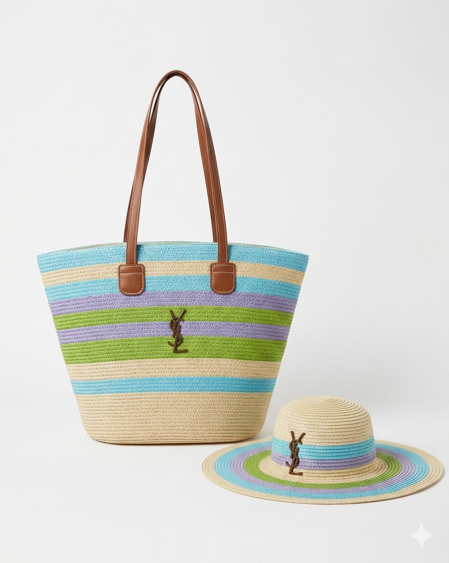 YSL Straw Tote & Hat Summer Set