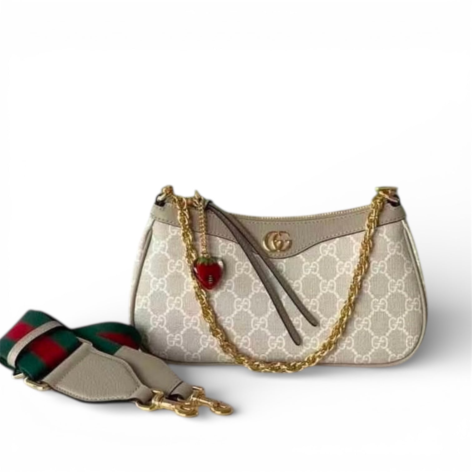 Gucci GG Canvas Shoulder Bag with Web Strap