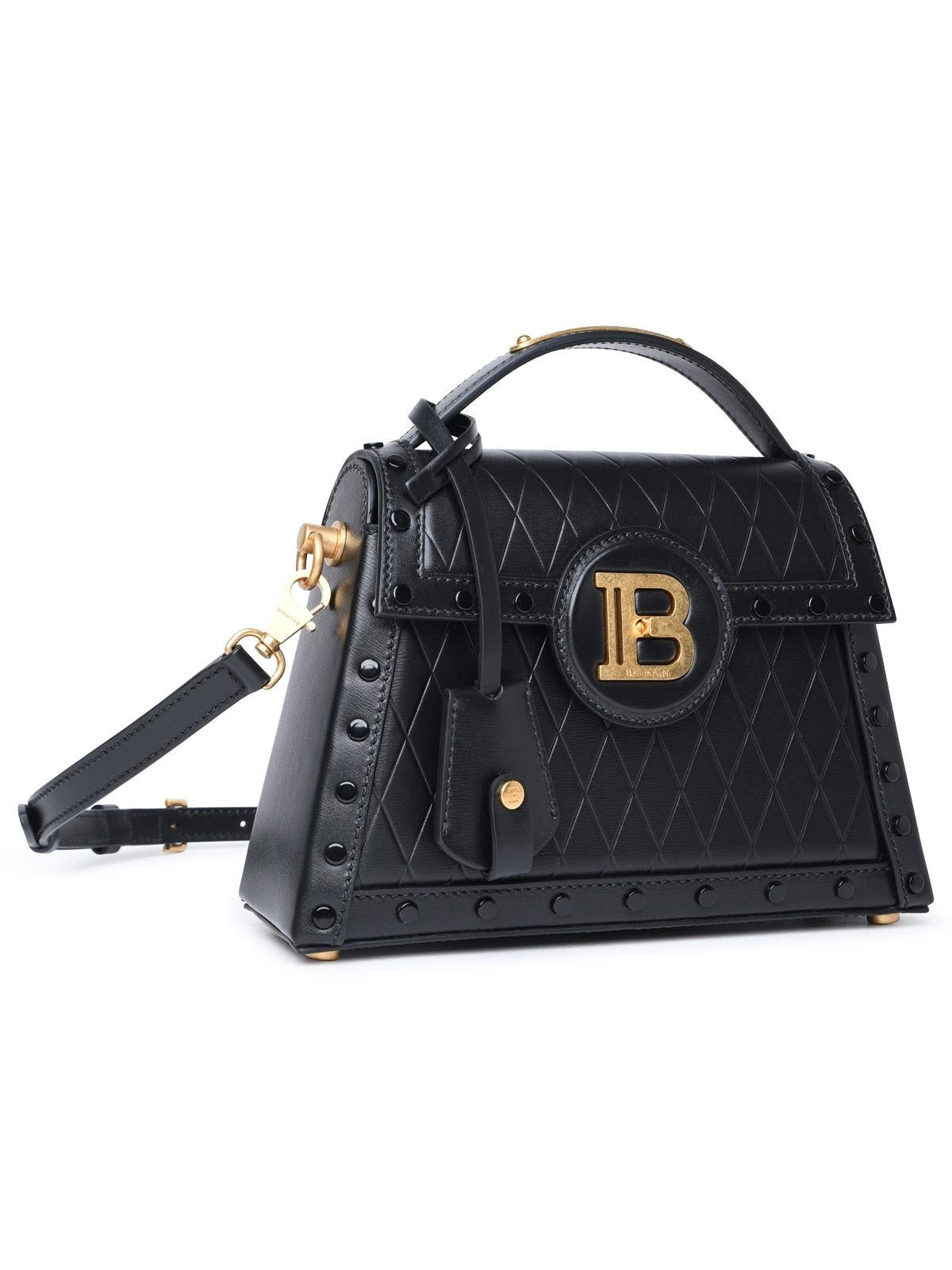 Balmain B-Emblem Quilted Top Handle Bag