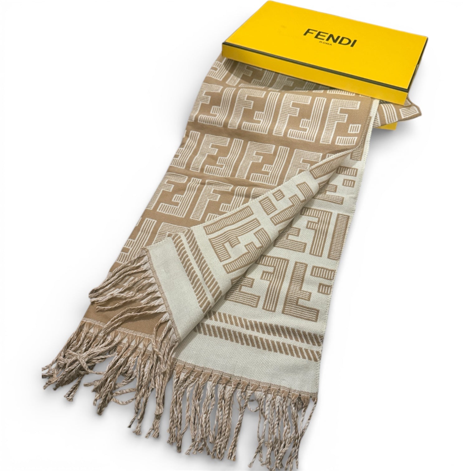 Fendi FF Logo Double-Face Wool Scarf