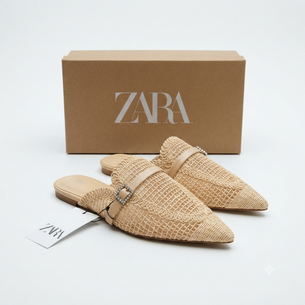 ZARA Woven Pointed Mules