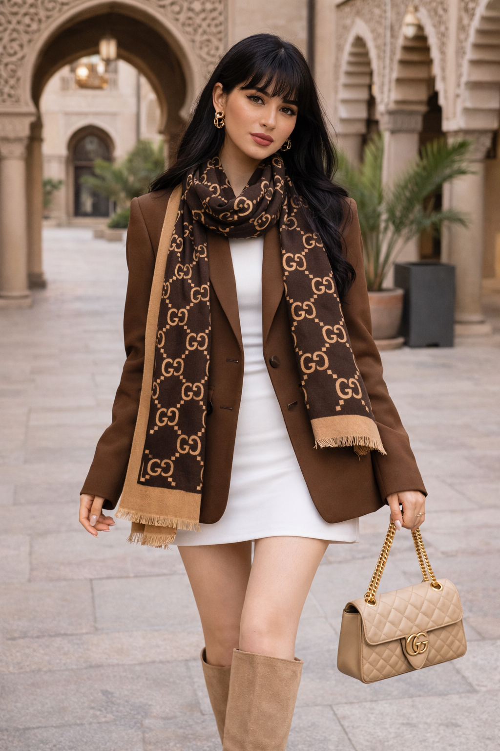 Gucci GG Monogram Wool Scarf