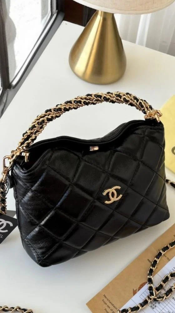 Chanel Quilted Lambskin CC Crystal Signature Chain Hobo Bag