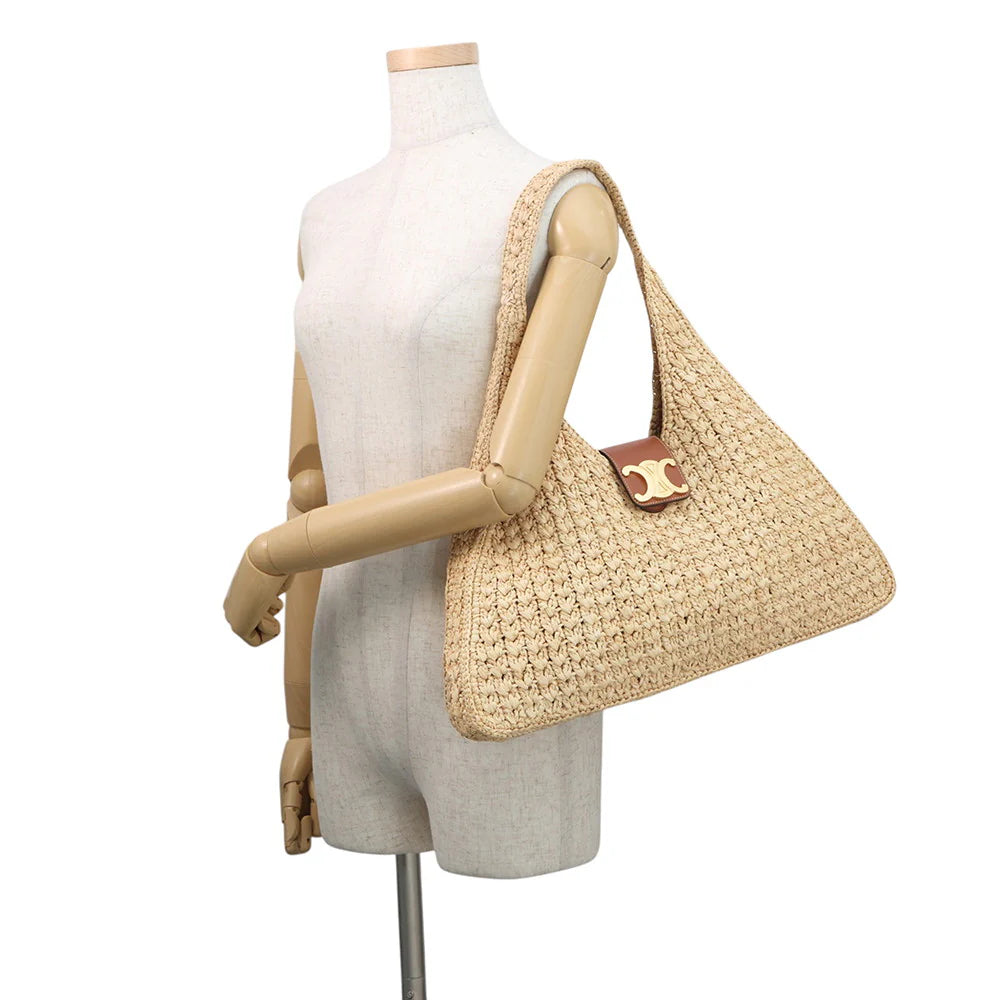 Celine Triomphe Straw Shoulder Bag
