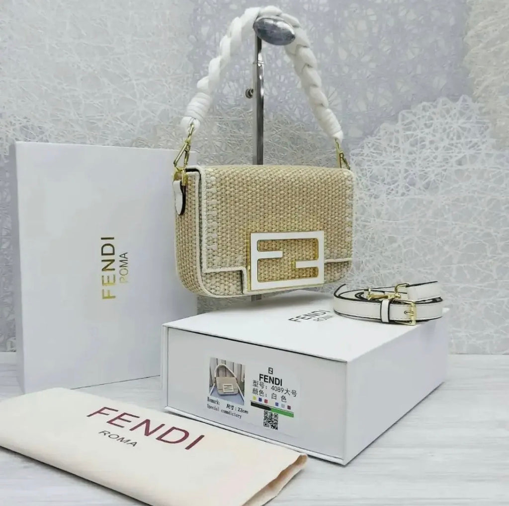 Fendi Baguette Raffia Shoulder Bag