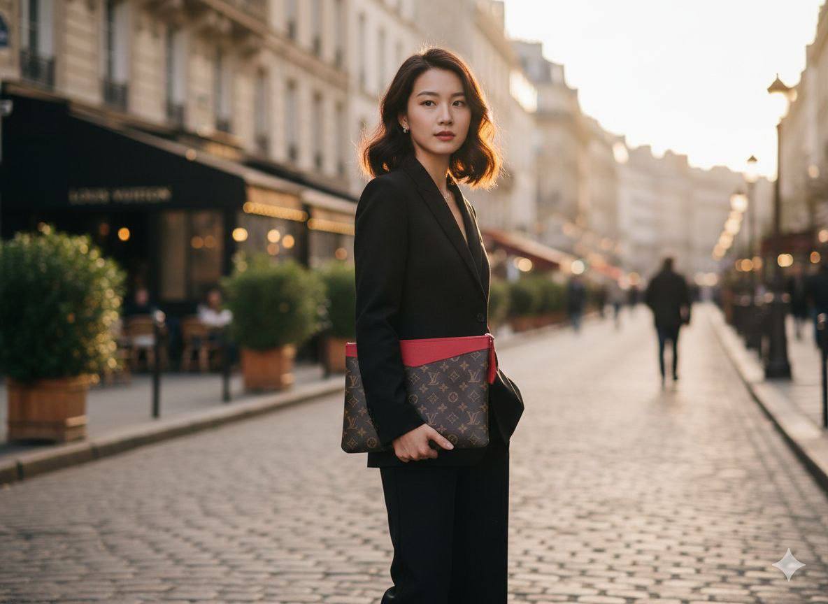 Louis Vuitton Monogram Pochetta – Red Trim