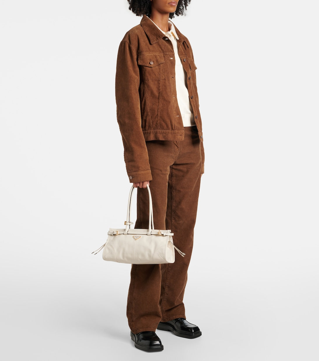 Prada Buckle Leather Shoulder Bag