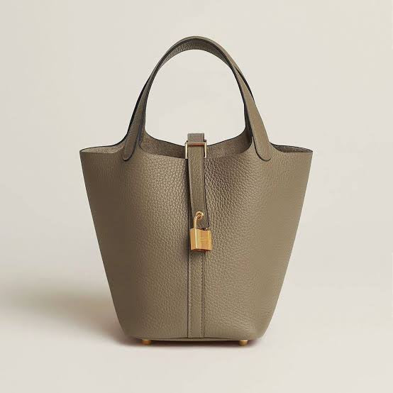 HERMÈS Picotin Lock 18 Bag in Gold Clemence Leather