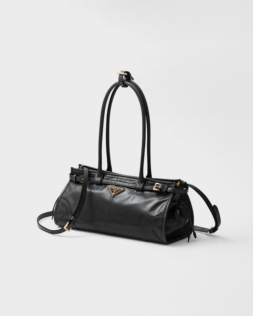 Prada Buckle Leather Shoulder Bag