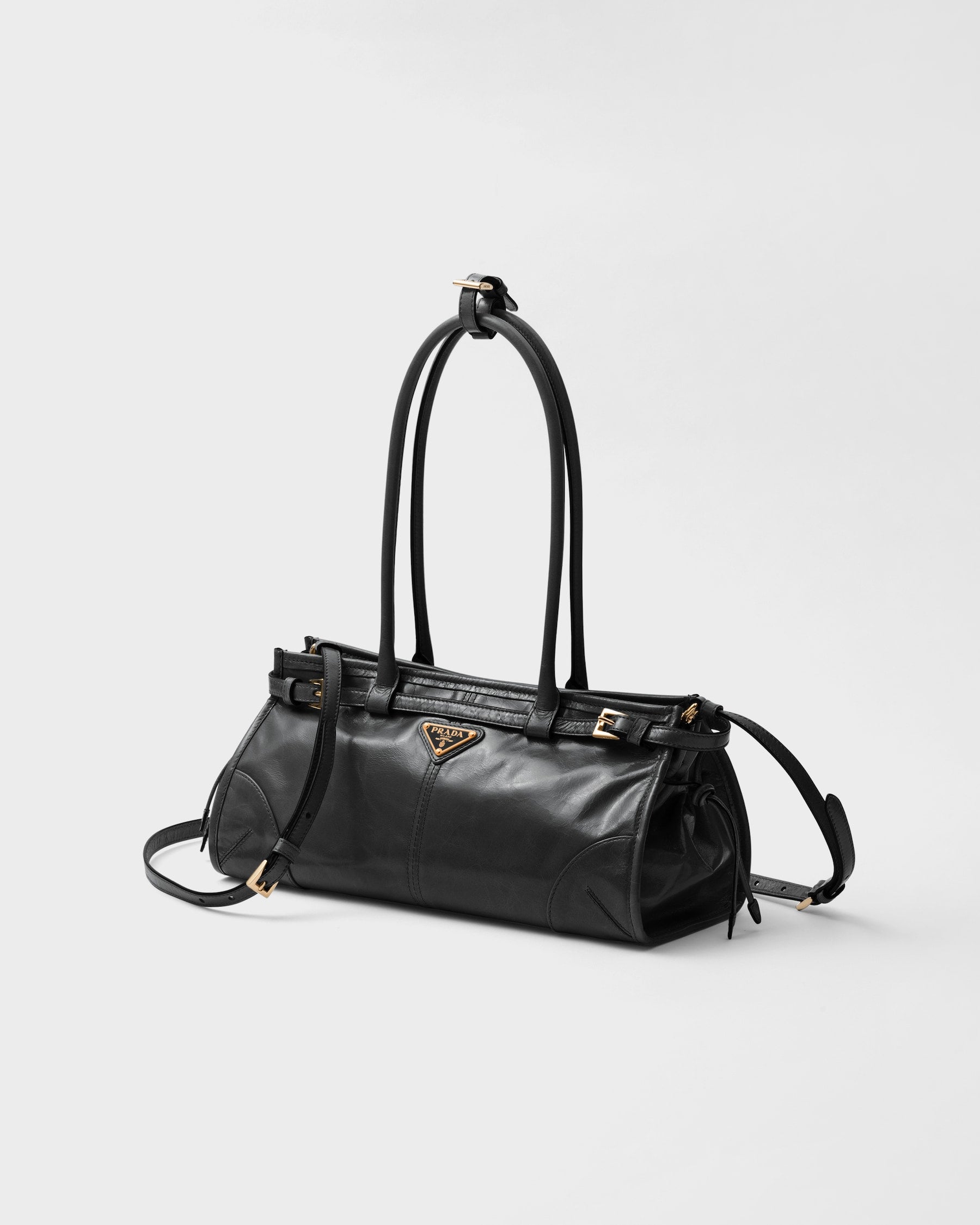 Prada Buckle Leather Shoulder Bag