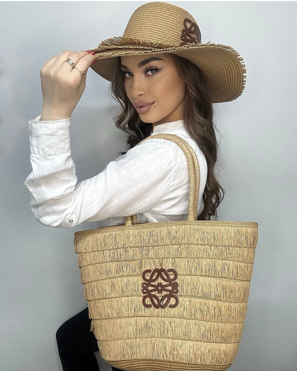 Loewe Raffia Beach Tote & Hat Set