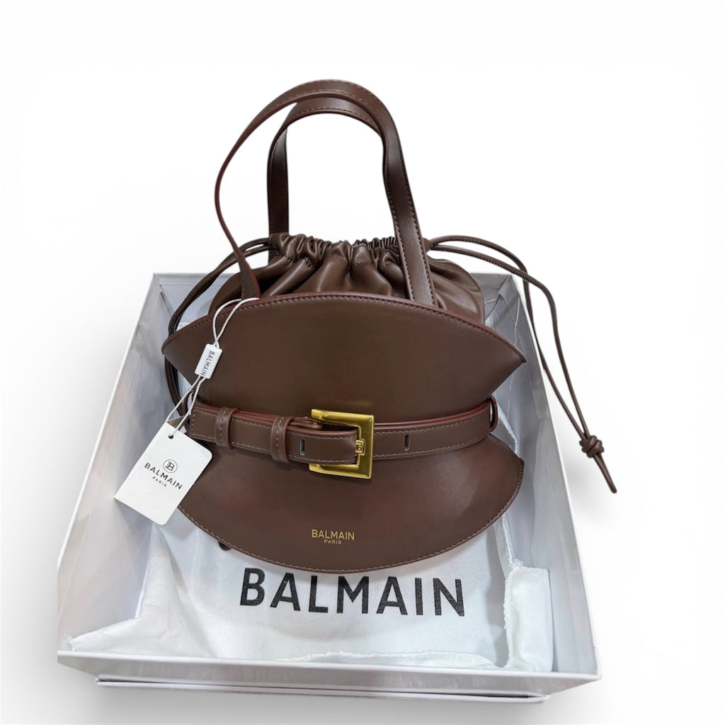 Balmain B-Buzz Dynasty Leather Small Tote Bag