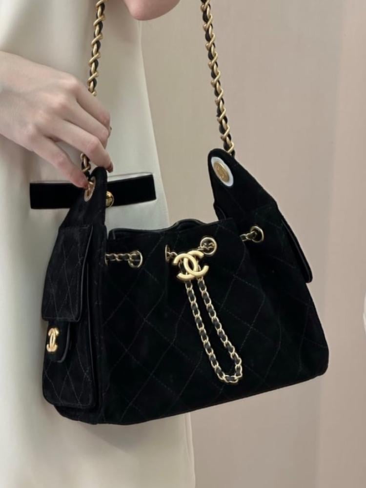 Chanel 25 Small Handbag Suede Calfskin & Gold-Tone Metal