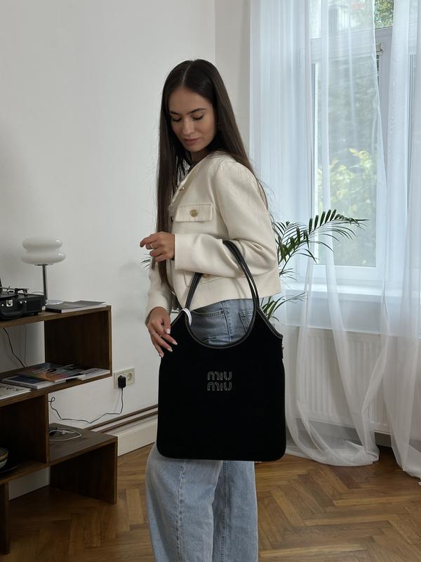 Miu Miu Suede Logo Tote Bag