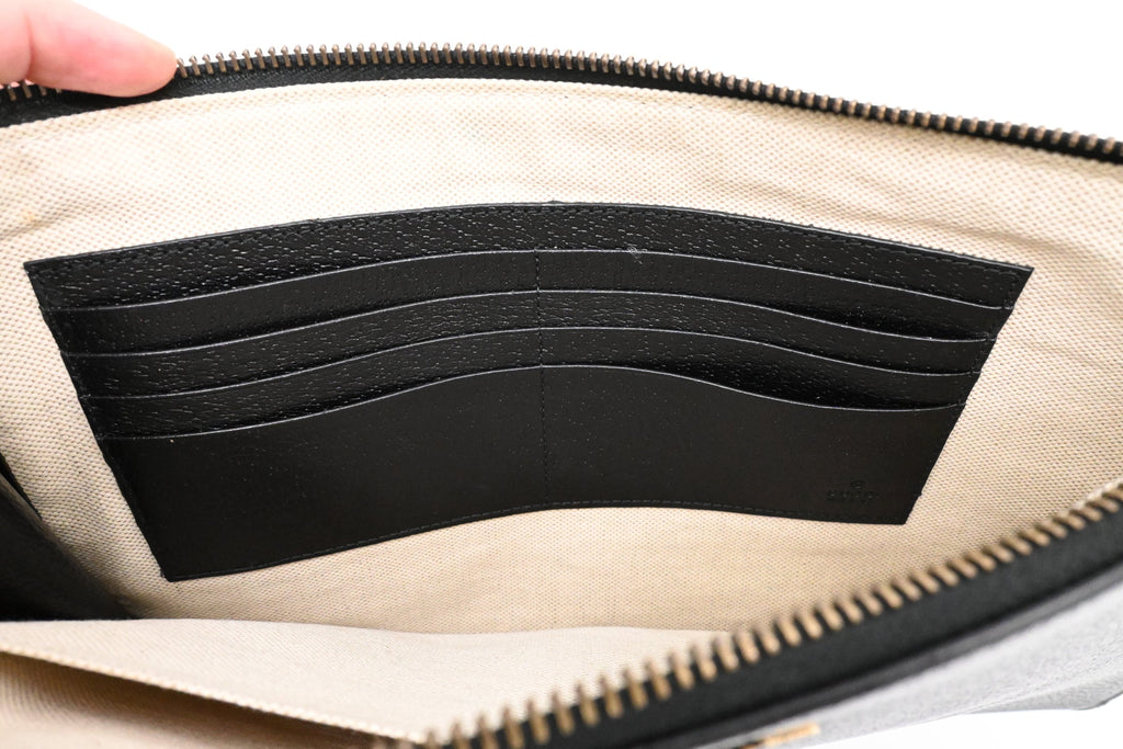 Gucci Bee Clutch in Black Leather