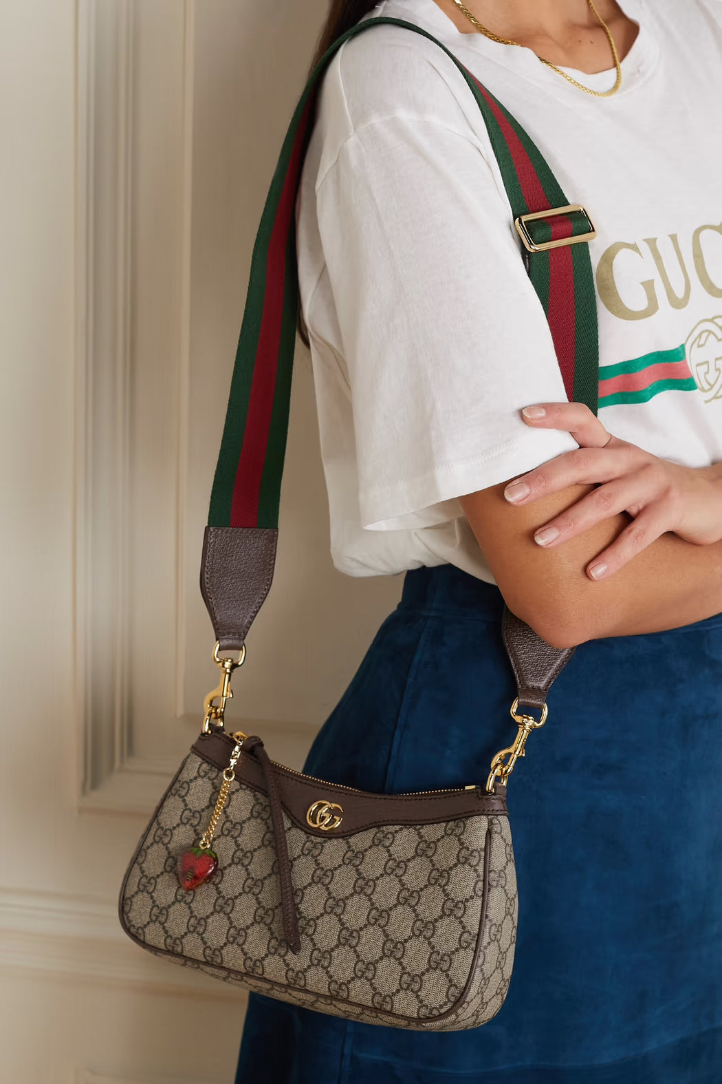 Gucci GG Canvas Shoulder Bag with Web Strap
