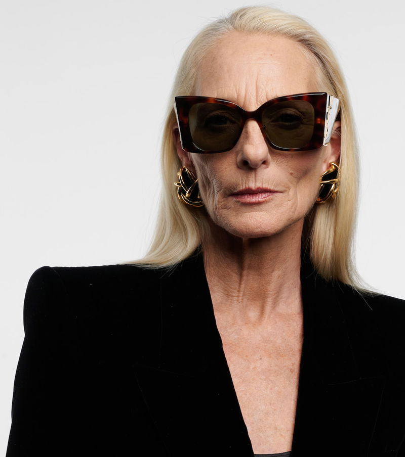 Saint Laurent Oversized YSL Logo Sunglasses – Black & Gold