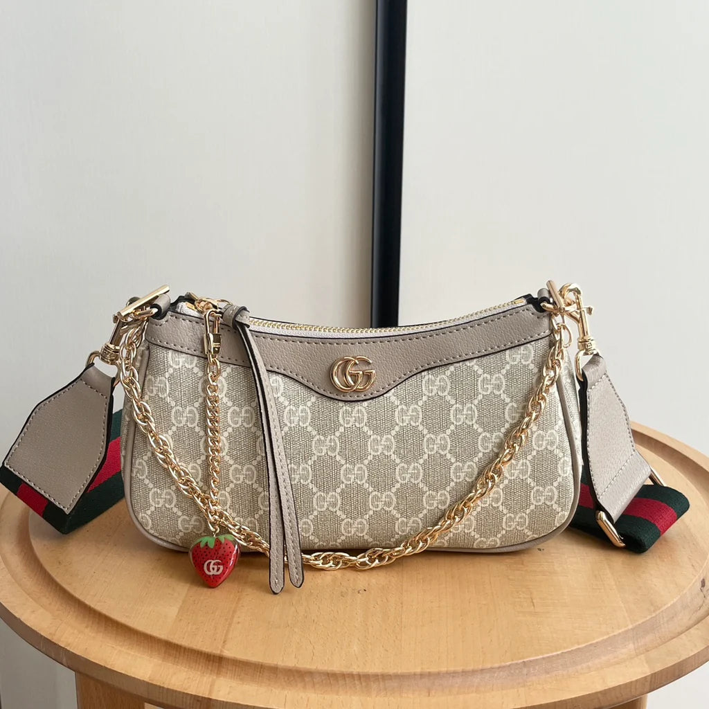 Gucci GG Canvas Shoulder Bag with Web Strap