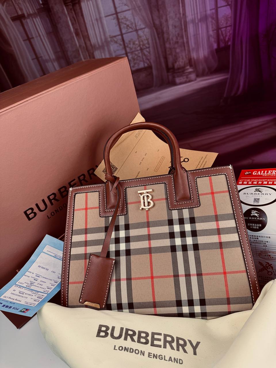 Burberry Check Tote Bag