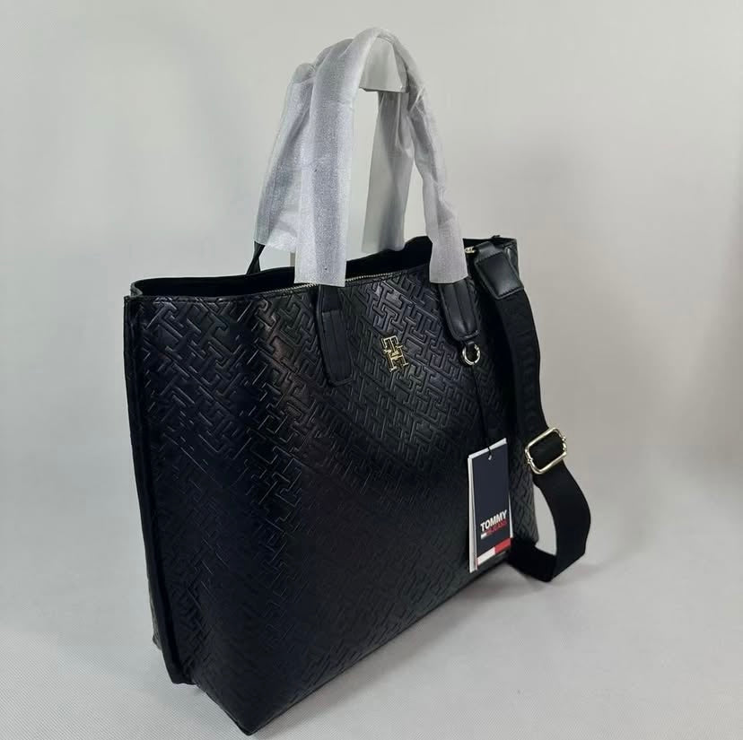 TOMMY HILFIGER TH MONOGRAM EMBOSSED TOTE