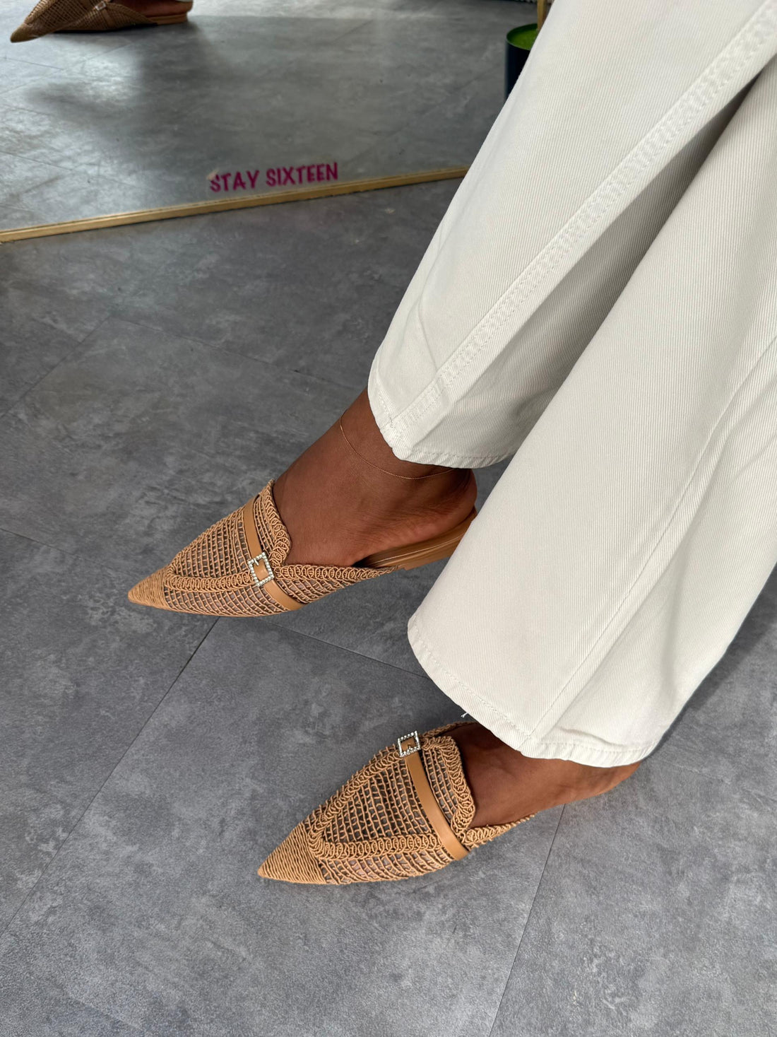 ZARA Woven Pointed Mules