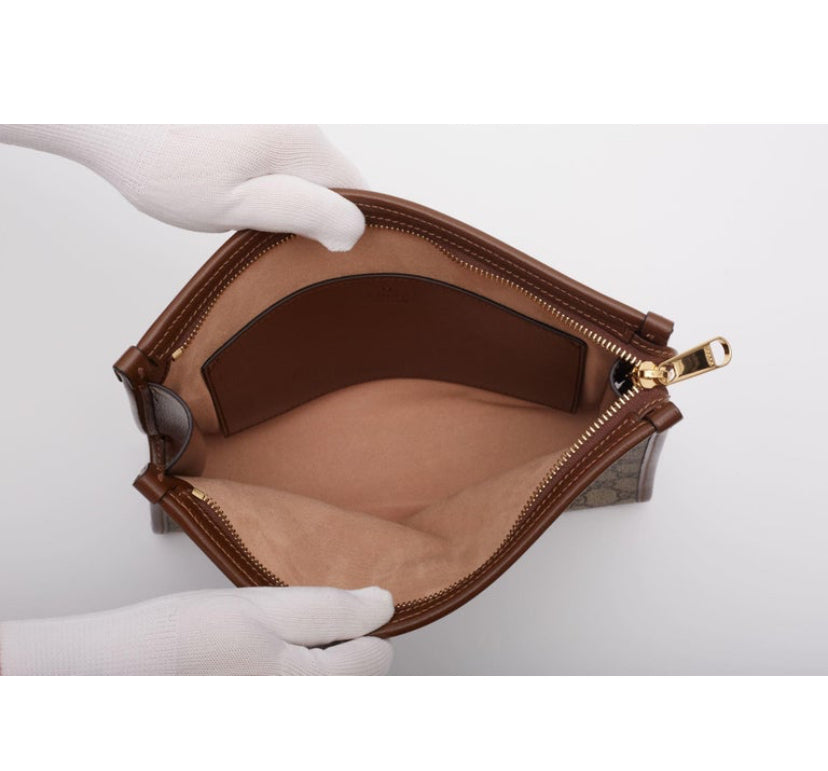 GUCCI BROWN GG INTERLOCKING POUCH