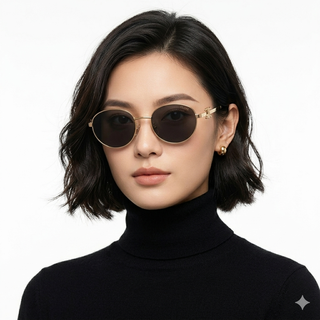 Celine Triomphe Metal Oval Sunglasses