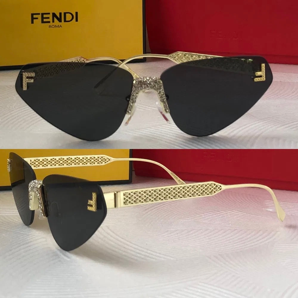 Fendi Crystal-Embellished Rimless Cat-Eye Sunglasses
