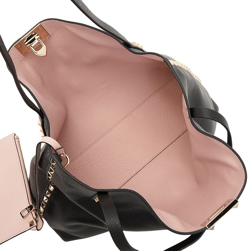 Valentino Rockstud Leather Tote Bag with Detachable Pouch