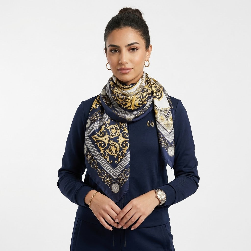 Versace Barocco Print Silk Square Scarf