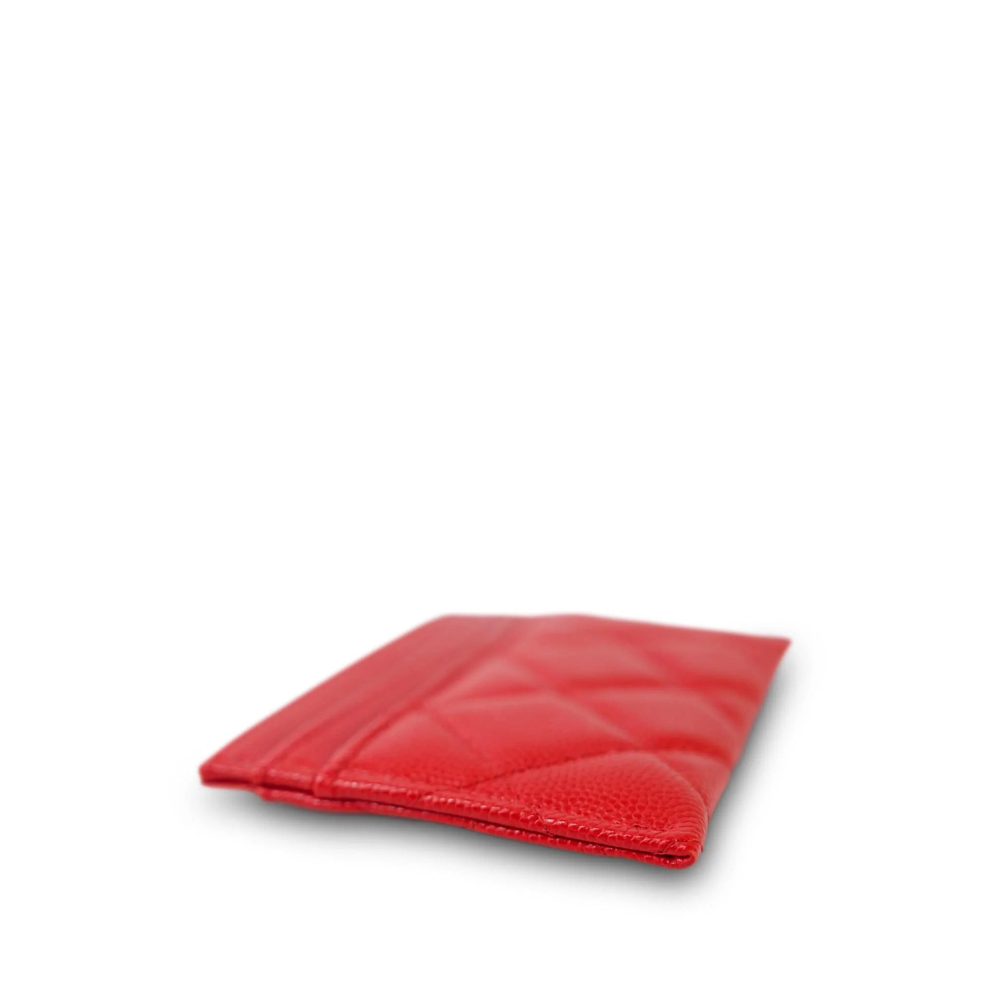 CHANEL Red Caviar Quilted Classic Card Holder