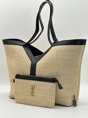 Saint Laurent Pania Raffia Tote Bag